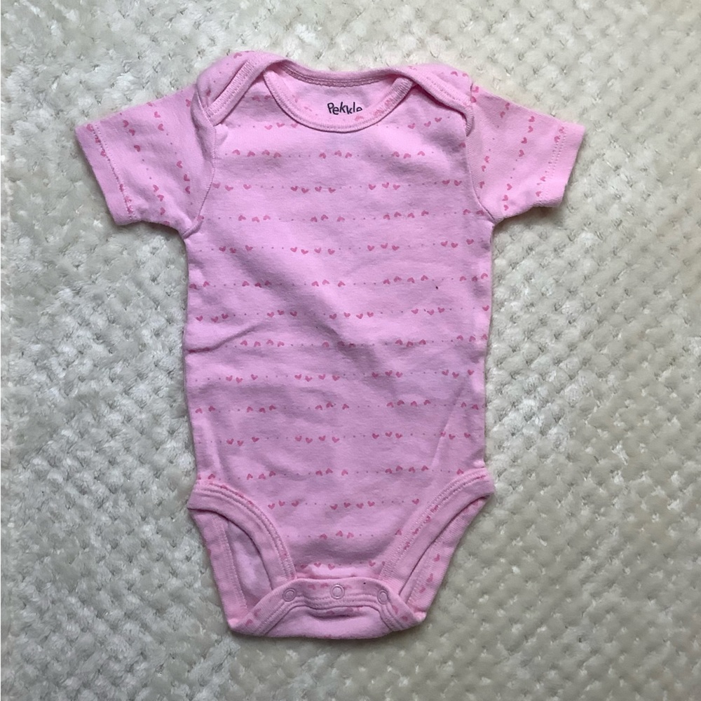 Pekkle Pink Bodysuit With Hearts Pattern